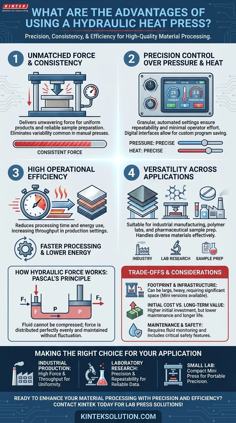 ما هي مزايا استخدام مكبس حراري هيدروليكي؟ تحقيق الدقة والكفاءة في معالجة المواد دليل مرئي