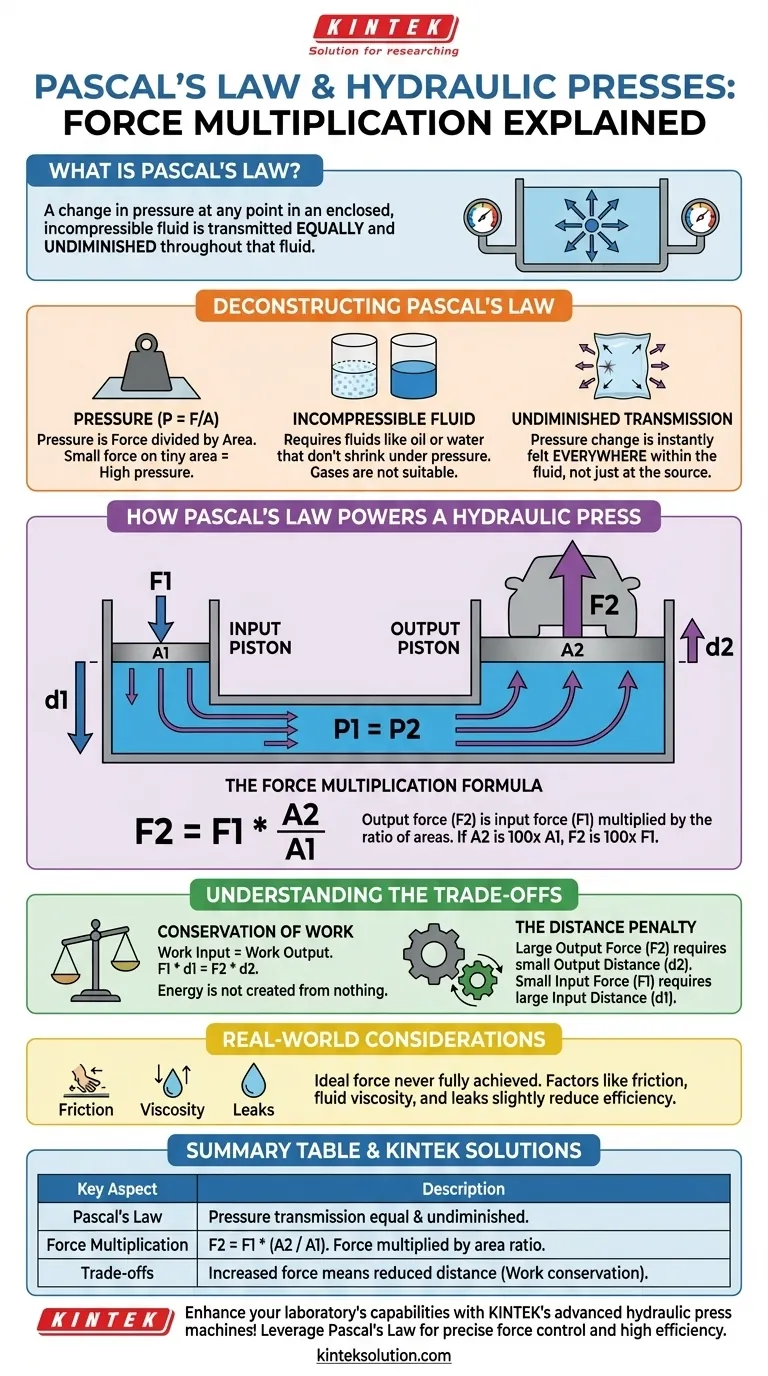 Was ist das Pascalsche Gesetz und wie hängt es mit hydraulischen Pressen zusammen? Entdecken Sie die Kraftverstärkung für Ihr Labor Visuelle Anleitung
