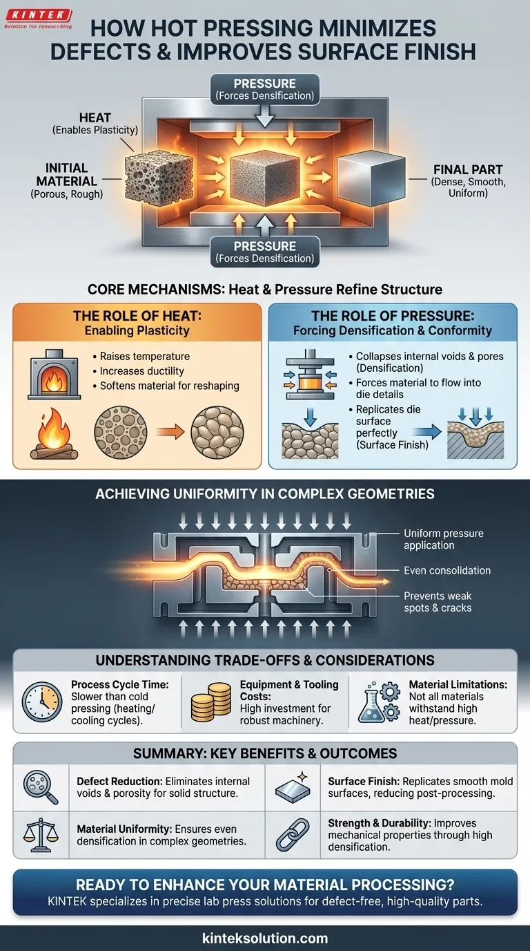 كيف يقلل الكبس الساخن العيوب ويحسن جودة السطح؟ حقق جودة ودقة فائقة للمواد دليل مرئي