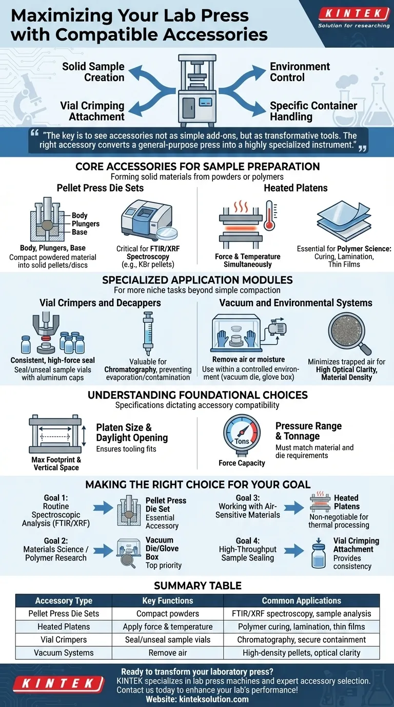 What accessories are compatible with laboratory presses? Enhance Your Lab's Capabilities with the Right Tools Visual Guide