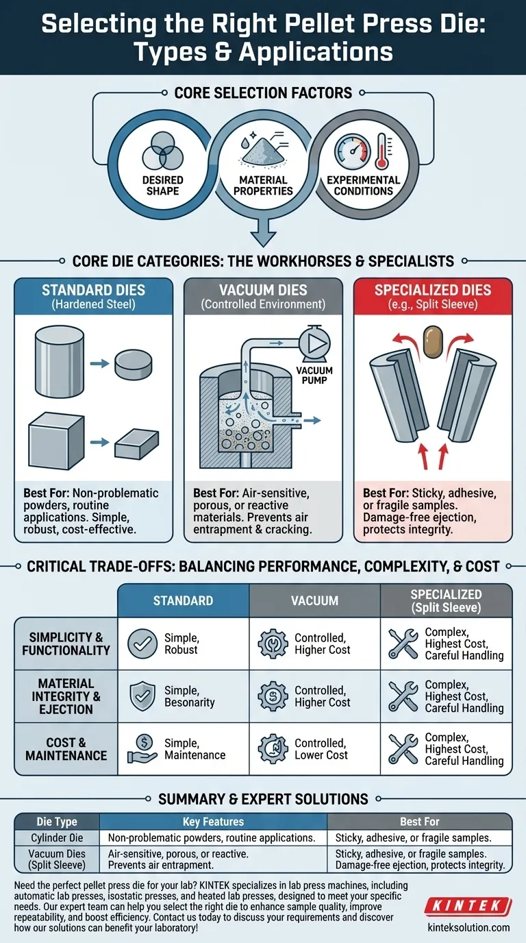 What types of pressing dies are available for pellet presses? Choose the Right Die for Perfect Pellets Visual Guide
