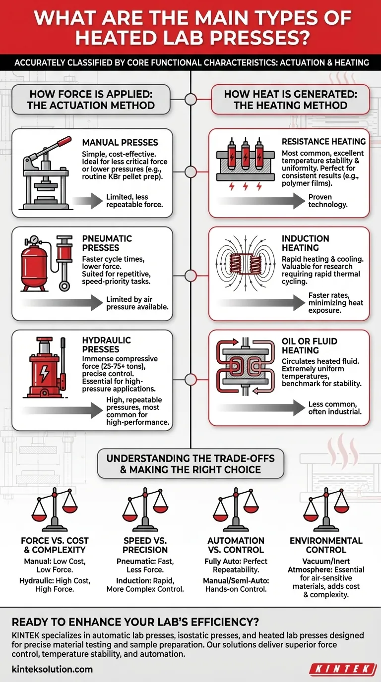 Каковы основные типы нагреваемых лабораторных прессов? Найдите идеальное решение для нужд вашей лаборатории Визуальное руководство