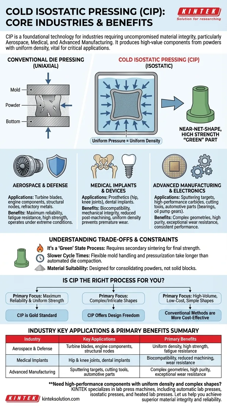 What industries commonly use Cold Isostatic Pressing? Unlock Superior Material Integrity Visual Guide