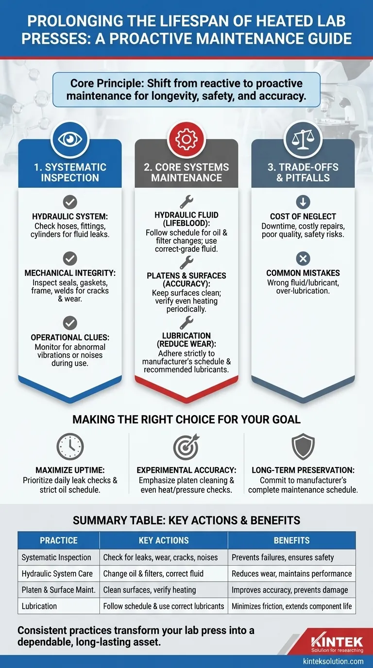 加熱ラボプレス機の寿命を延ばすためのメンテナンス手順は何ですか？ラボの信頼性と効率を高める ビジュアルガイド