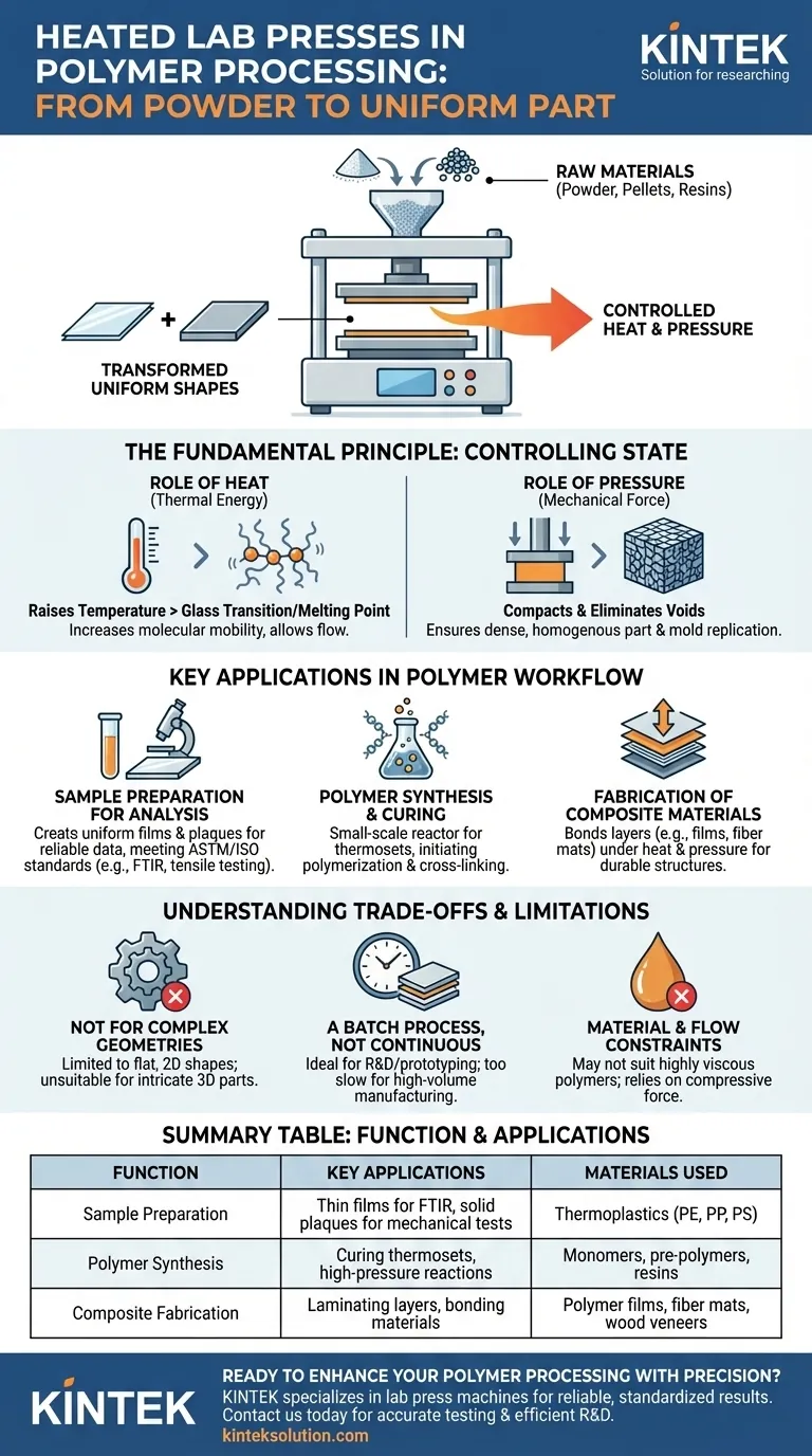 加热实验室压机在聚合物加工中起什么作用？对样品制备和材料开发至关重要 图解指南