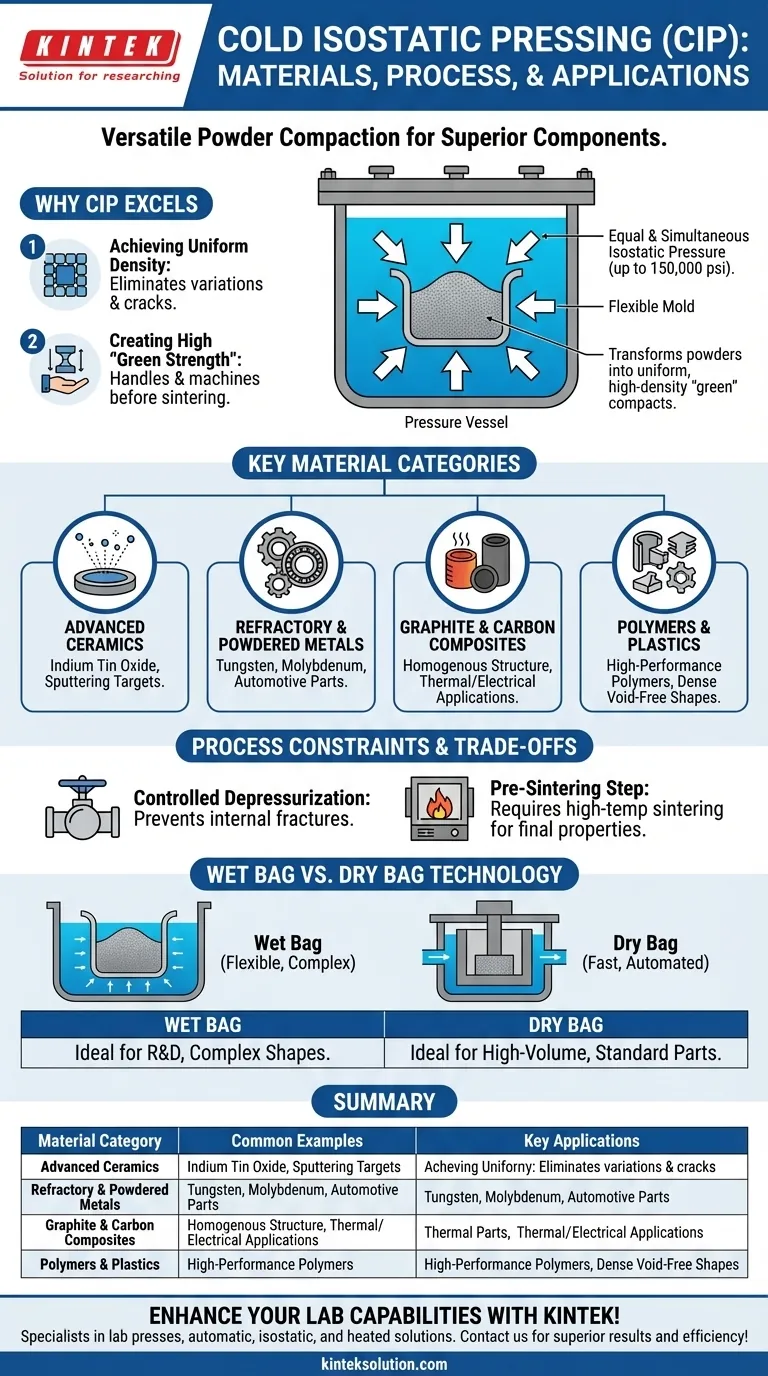 What materials are commonly used in Cold Isostatic Pressing? Unlock Uniform Density for Metals, Ceramics, and More Visual Guide