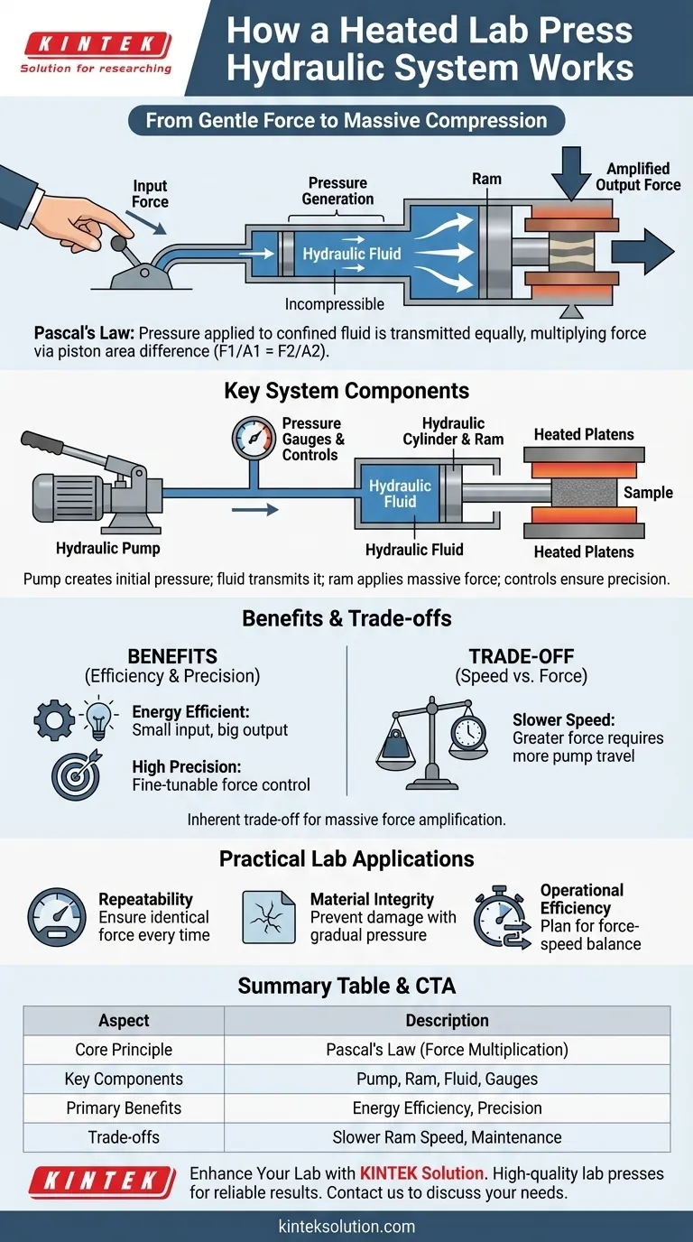加熱式ラボプレスにおける油圧システムはどのように機能しますか？ 研究室の力を正確に増幅 ビジュアルガイド