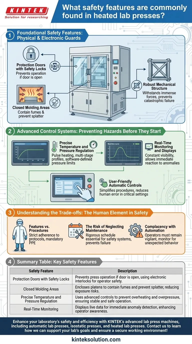 Quelles sont les dispositifs de sécurité couramment trouvés dans les presses de laboratoire chauffantes ? Gardes et contrôles essentiels pour la sécurité en laboratoire Guide Visuel