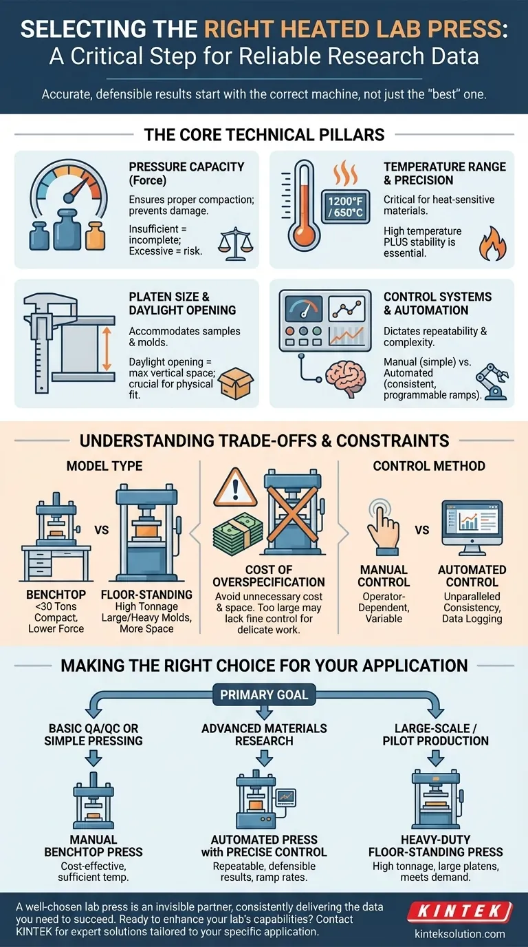 정확한 결과를 얻고 안정적인 성능을 보장하기 위해 올바른 가열식 실험실 프레스를 선택하는 것이 왜 중요할까요? 시각적 가이드