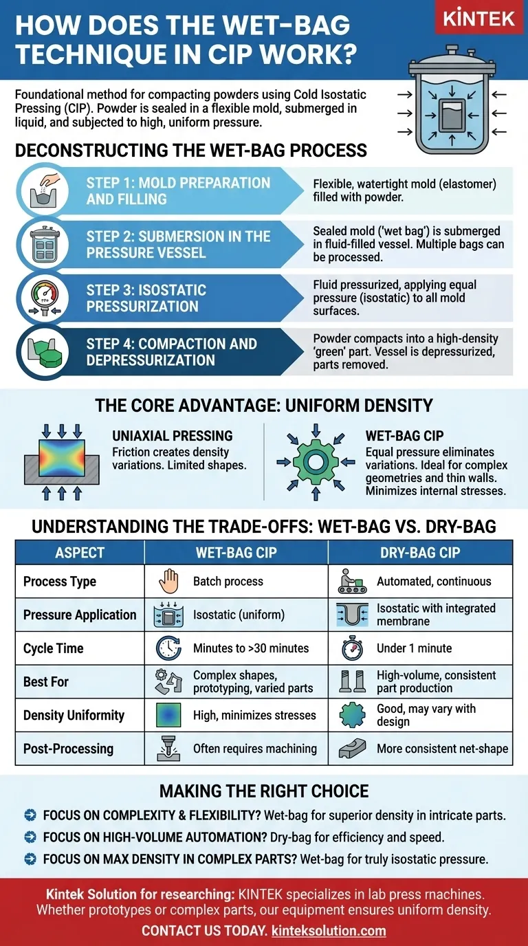 How does the wet-bag technique in CIP work? Master Uniform Powder Compaction for Complex Parts Visual Guide