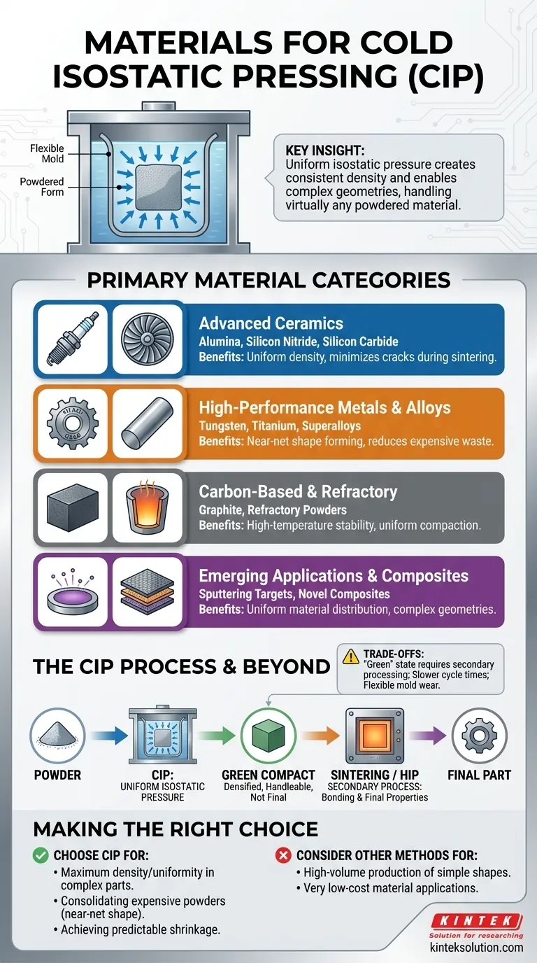 What types of materials can be processed using cold isostatic pressing? Versatile Powder Consolidation for Complex Parts Visual Guide