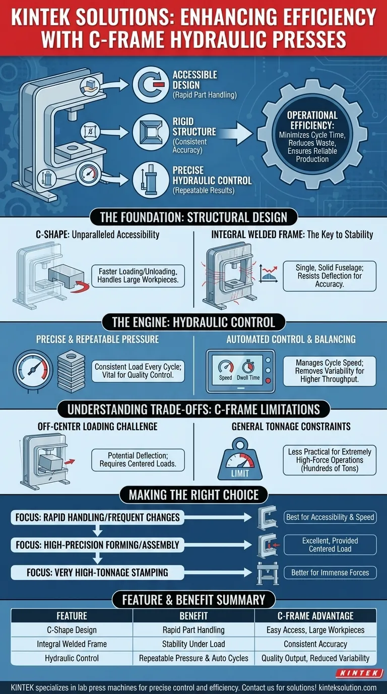 How does the C frame hydraulic press machine enhance operational efficiency? Boost Productivity with Accessibility and Precision Visual Guide