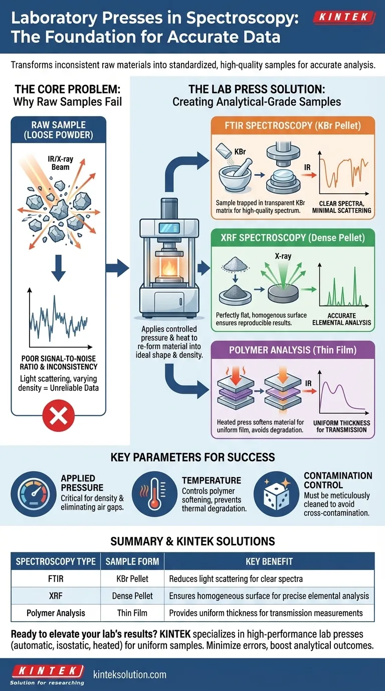 What role do laboratory presses play in spectroscopy? Ensure Accurate and Reliable Sample Preparation Visual Guide