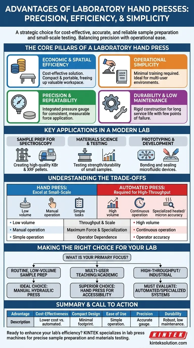 What are the advantages of using hand presses in laboratories? Boost Precision and Efficiency in Your Lab Visual Guide
