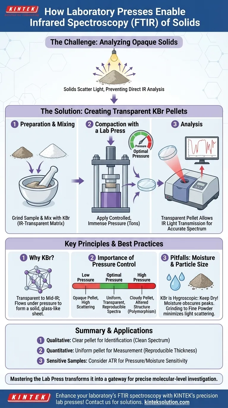 How do laboratory presses contribute to infrared spectroscopy? Unlock Precise Solid Sample Analysis Visual Guide