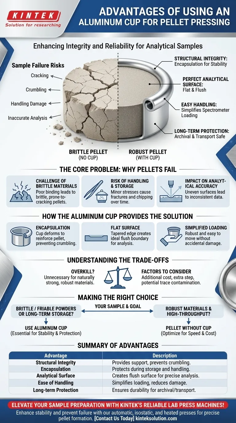 ما هي مزايا استخدام كوب الألومنيوم لضغط الكريات؟ ضمان سلامة العينة والتحليل الدقيق دليل مرئي