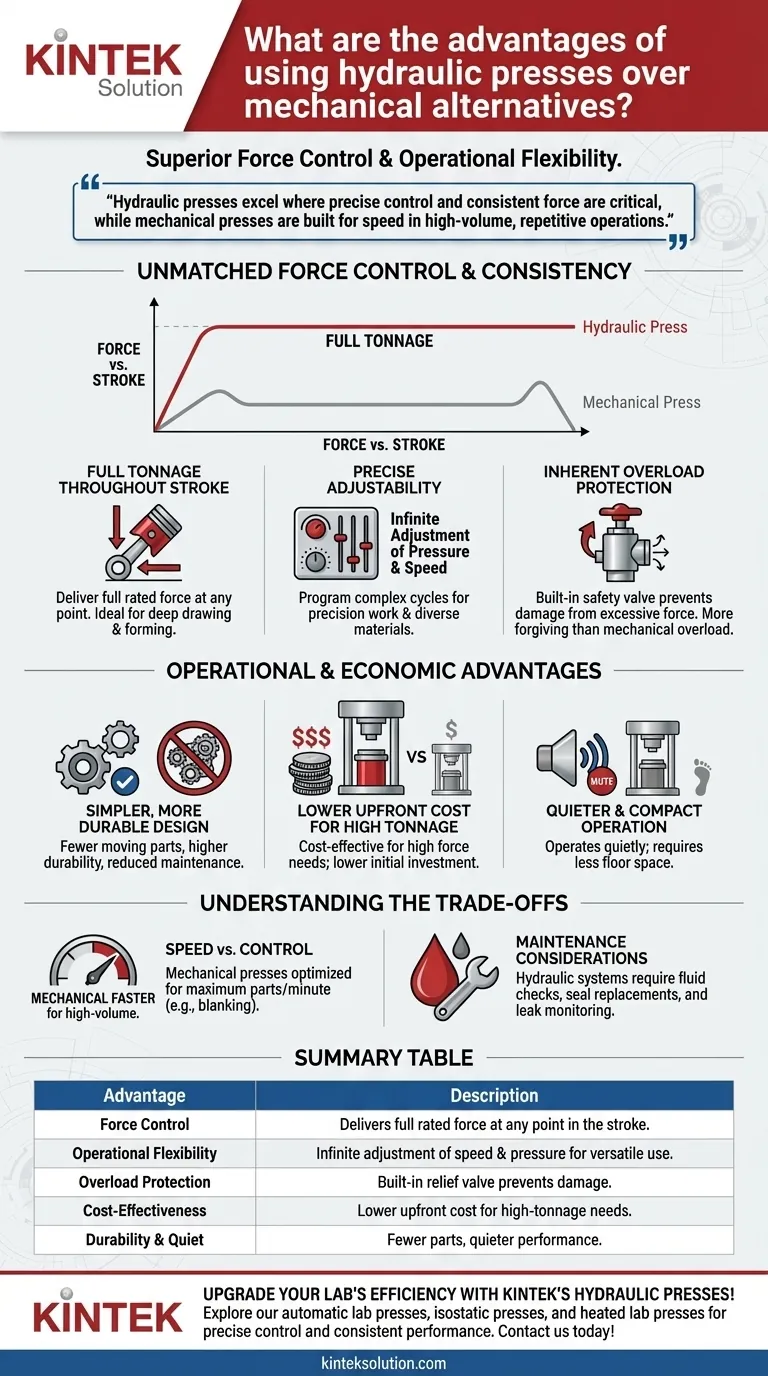 What are the advantages of using hydraulic presses over mechanical alternatives? Superior Force Control and Cost-Effective Solutions Visual Guide
