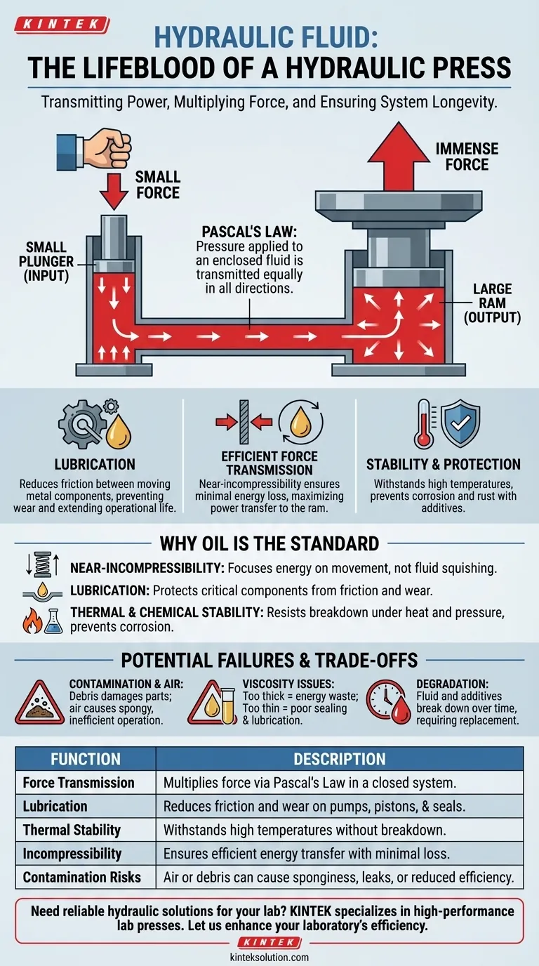 ما هو الدور الذي يلعبه السائل الهيدروليكي في المكبس الهيدروليكي؟ ضروري لنقل القوة والكفاءة دليل مرئي