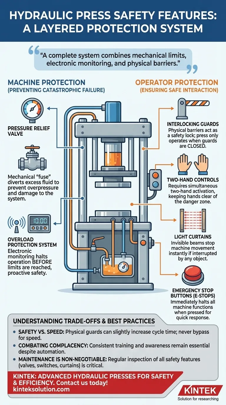 液压机通常包含哪些安全特性？为您的实验室和操作员提供基本的保护 图解指南