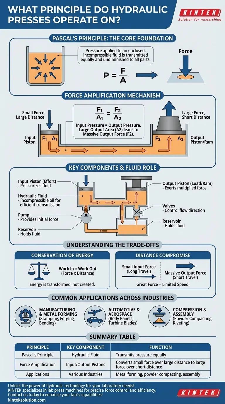 What principle do hydraulic presses operate on? Harness Pascal's Law for Powerful Force Amplification Visual Guide