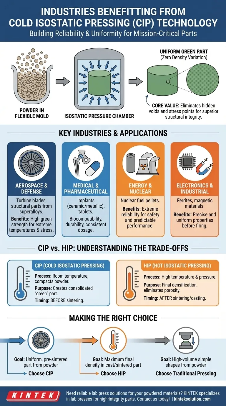 Quali settori beneficiano della tecnologia di pressatura isostatica a freddo? Garantire affidabilità in aerospaziale, medico e altro ancora Guida Visiva