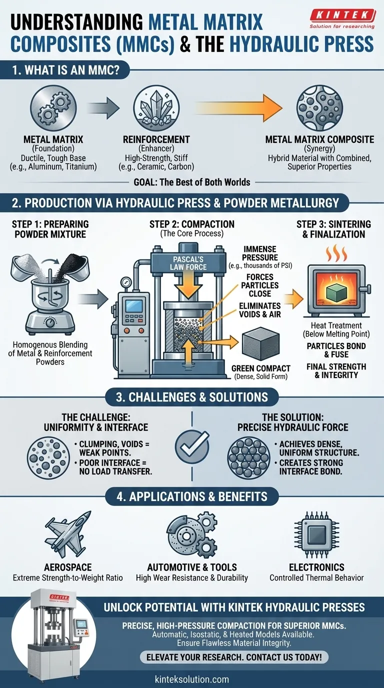 Cosa sono i compositi a matrice metallica (MMC) e come viene utilizzata una pressa idraulica nella loro produzione? Scopri le principali informazioni sulla produzione Guida Visiva