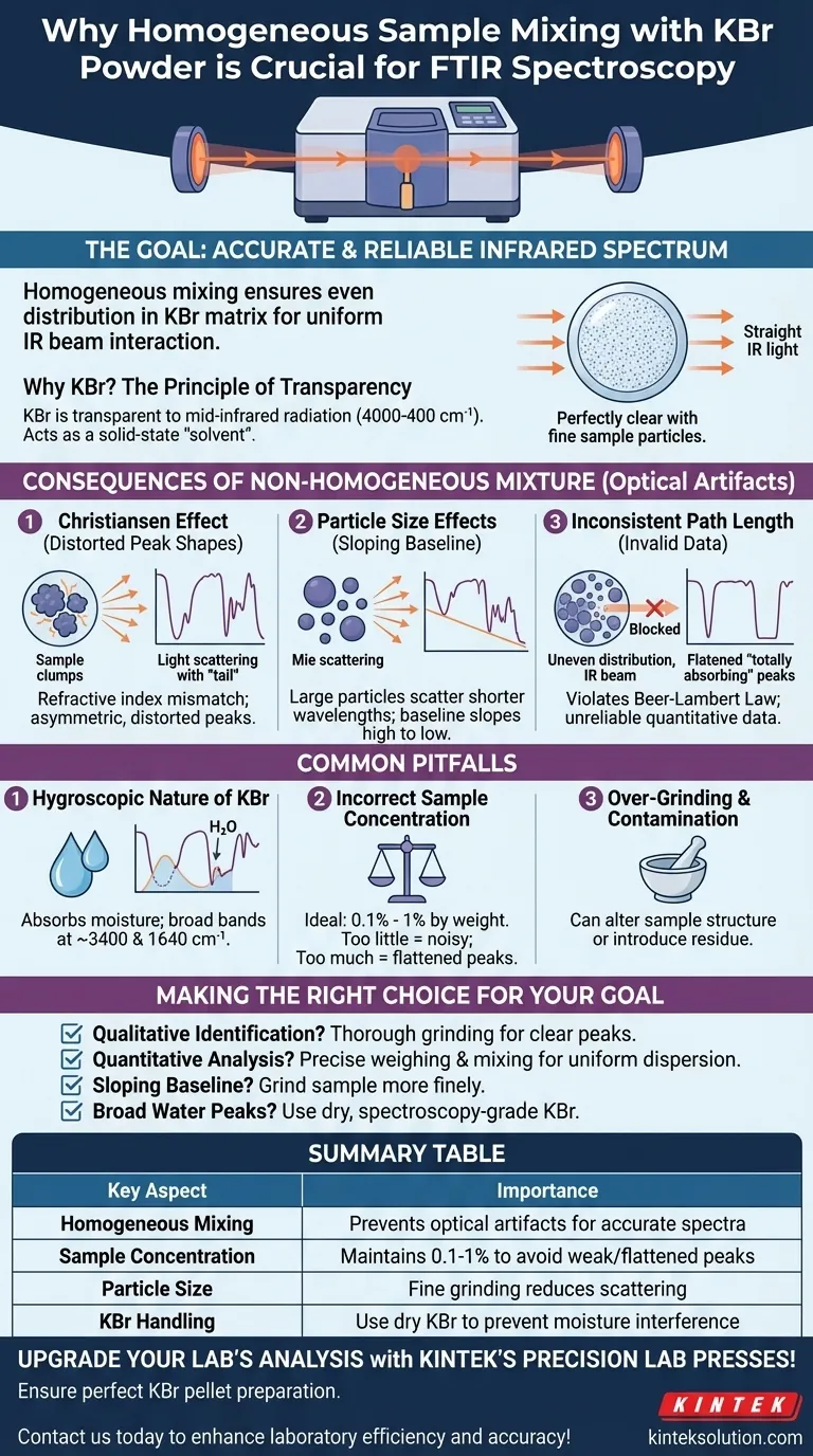 試料をKBr粉末と均一に混合することが重要なのはなぜですか？正確なFTIR分光分析結果を確保するため ビジュアルガイド