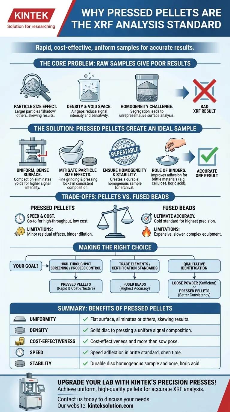 Why are pressed pellets a standard method of sample preparation for XRF analysis? Achieve Accurate and Cost-Effective Results Visual Guide