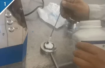 Step 1: Place the sample in the plastic ring mold