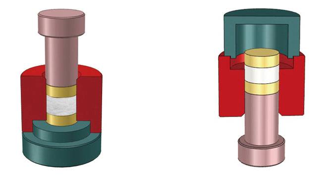 Diagramma che mostra le dimensioni standard degli stampi per presse cilindriche