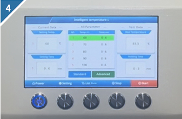 Paso 4: Iniciar el calentamiento de la muestra mediante la interfaz de control.