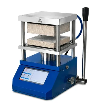 Prensa de Laboratório Manual de 30 Toneladas com Aquecimento, Refrigeração a Água e Platôs Retangulares de 250x350mm para Compactação de Materiais