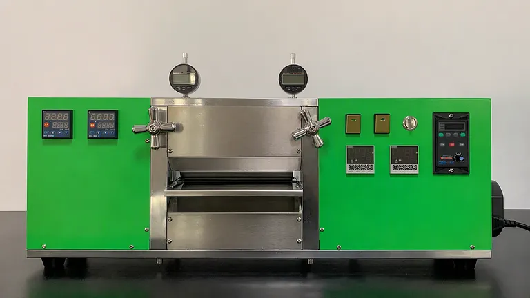 Laminatoio a due rulli verticale elettrico riscaldato da laboratorio da 96 mm, pressa a rulli per batterie, pressa a rulli elettrica 1