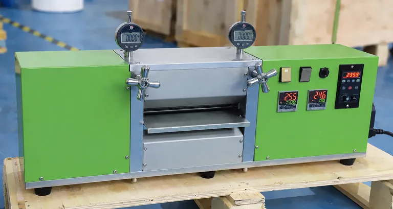 100mm Laboratory Heated Electric Vertical Two Roll Mill Electric Rolling Roller Press 1