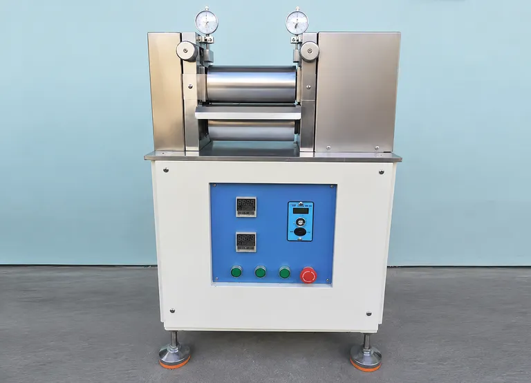 100 x 200 mm 가열식 실험실용 롤링 밀 배터리 전극 이중 롤러 머신 최대 200°C 독립 온도 조절 가능 2