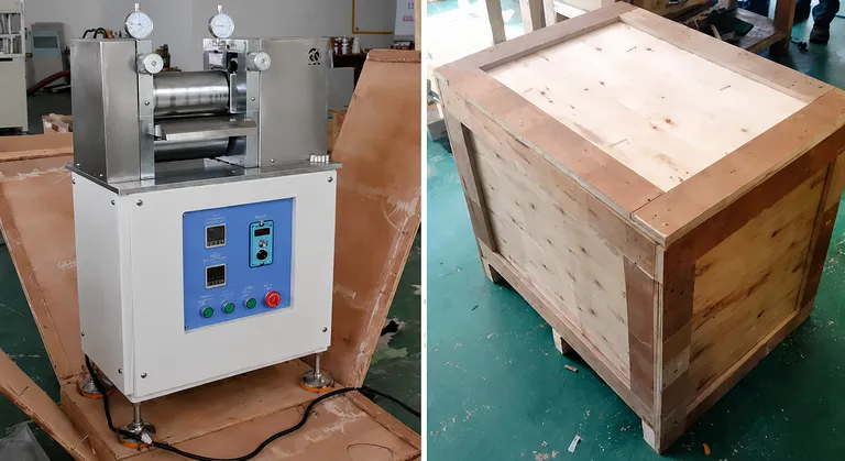 100 x 200 mm 가열식 실험실용 롤링 밀 배터리 전극 이중 롤러 머신 최대 200°C 독립 온도 조절 가능 1