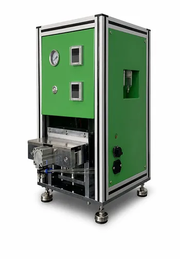 Máquina neumática de plegado de bordes de batería de 200 mm para uso en laboratorio
