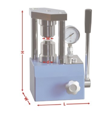 Machine size diagram for manual button battery sealer