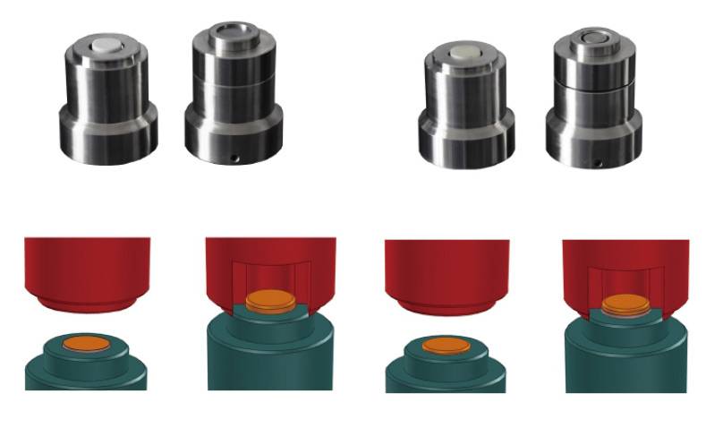 Physical pictures of sealing and dismantling molds and schematic diagrams of mold operation( left:Sample Preparation Process ; right: Release Process;)