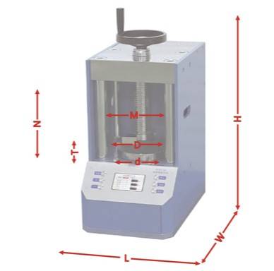 Diagramma dimensionale della pressa per compresse di polvere