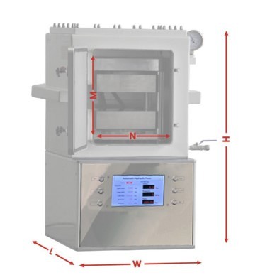 Dimensional diagram of KINTEK powder tablet press