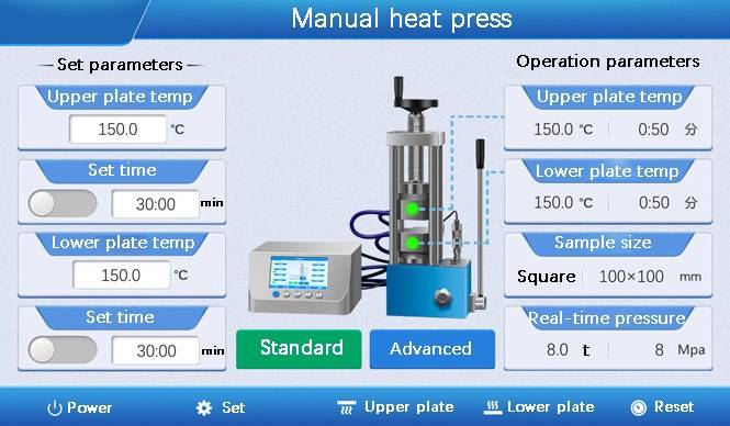 Réglage de la presse à granulés hydraulique chauffée de laboratoire