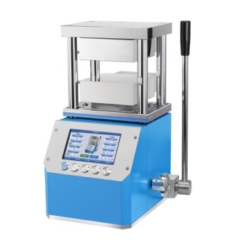 Prensa hidráulica manual aquecida para laboratório com placas quentes integradas Máquina de prensa hidráulica
