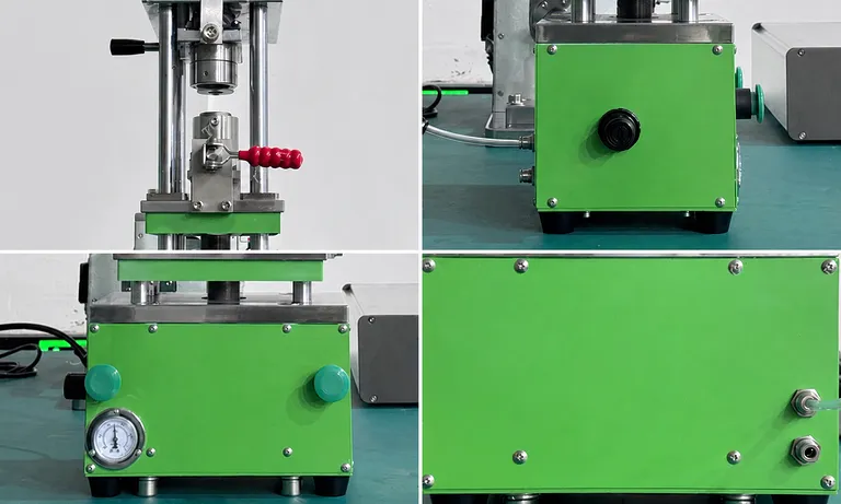 Crimpatrice pneumatica da laboratorio per celle cilindriche per sigillatura batterie 1