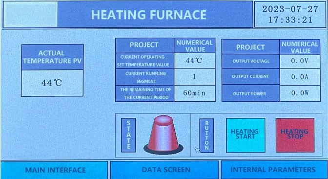 Operating interface showing heating program