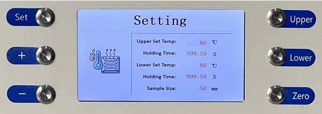 Setting interface of the lab press