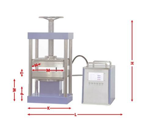 Dimensional diagram of KINTEK powder tablet press
