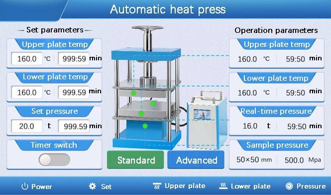 Setting interface for KINTEK lab press