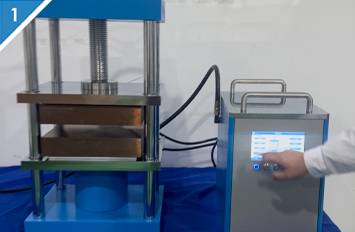 Step 1: Place the sample in the KINTEK heat press.
