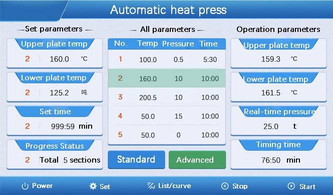 Main operation interface for KINTEK lab press